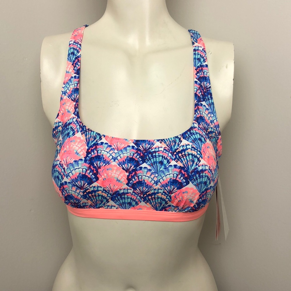 Liv Love Swim Blue Sea Shells Bikini Top Size M